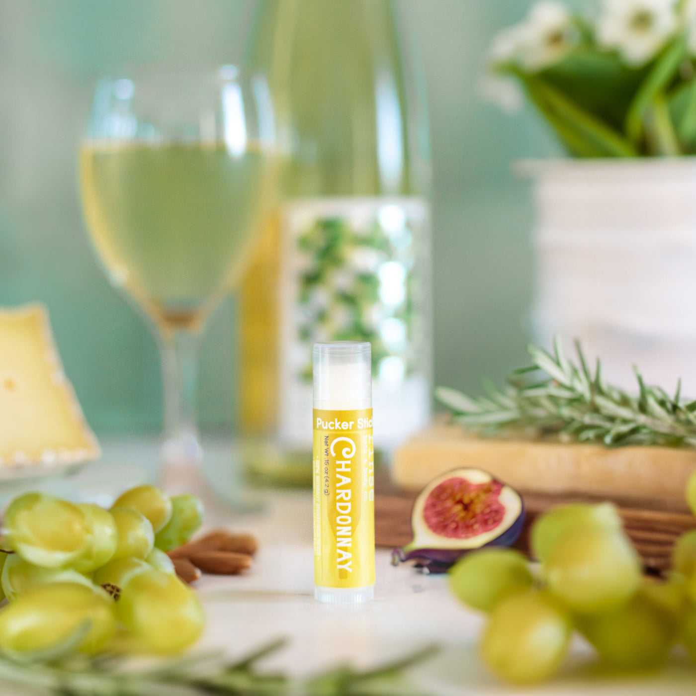 Chardonnay natural lip balm from Rinse - nourishing lip care - alternate angle