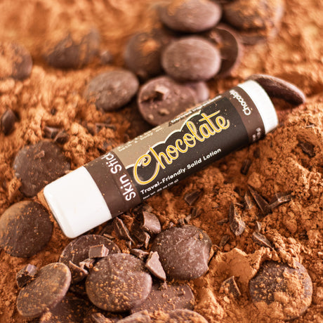 solid lotion stick in Chocolate by Rinse Bath & Body - alternate angle