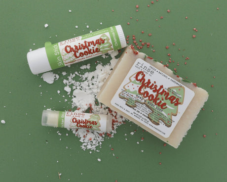 Handmade Christmas Cookie natural lip balm - naturally derived - alternate angle