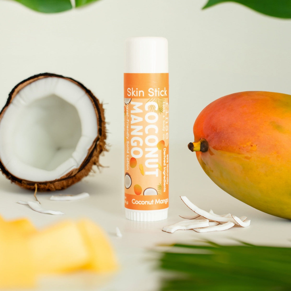 Rinse Coconut Mango solid lotion stick - mess-free hydration - detail view