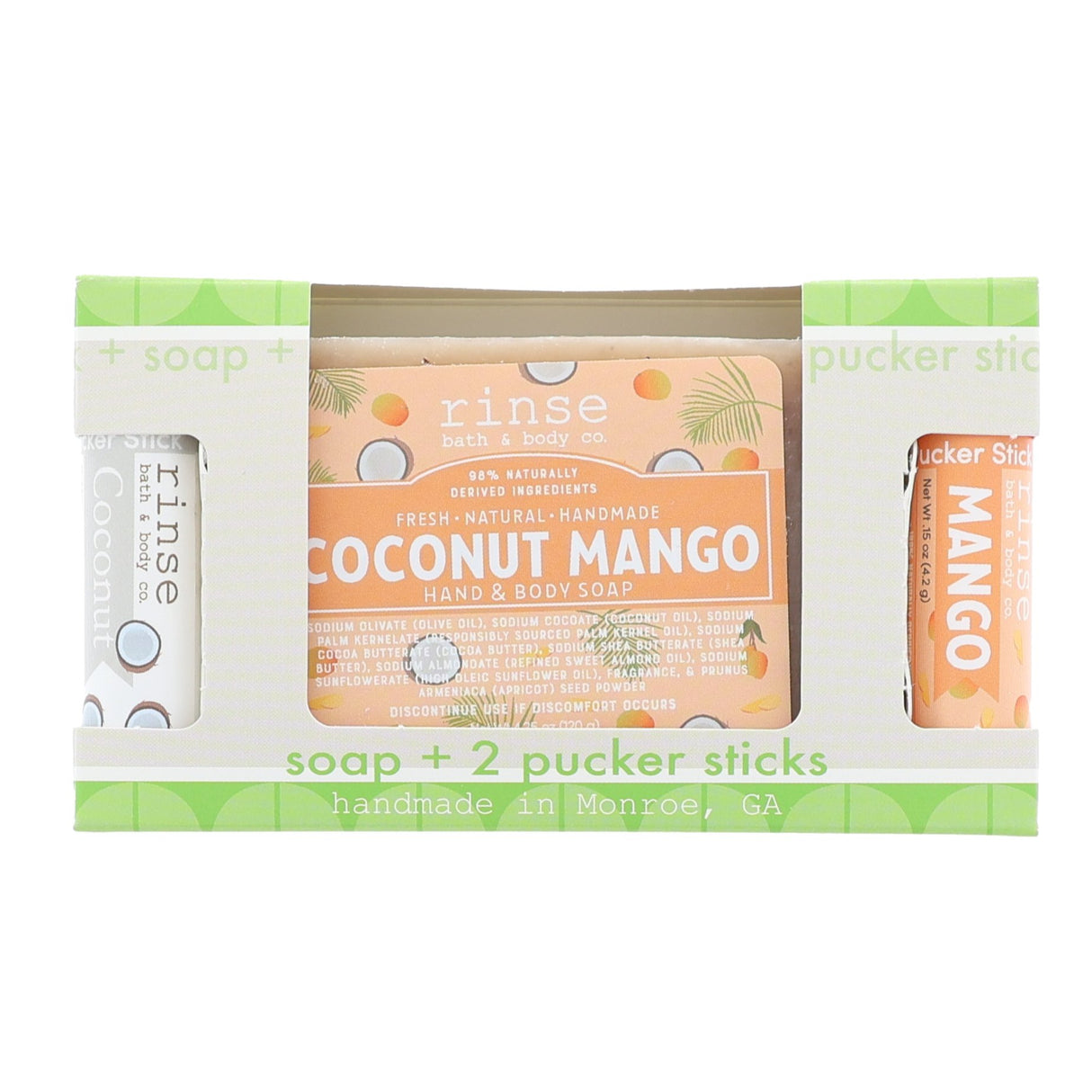 natural bath and body gift set in Coconut Mango by Rinse Bath & Body