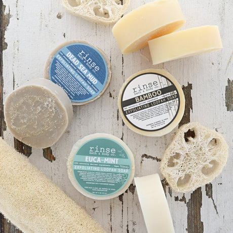 Handmade Dead Sea Mud Loofah handmade natural bar soap - naturally derived - detail view