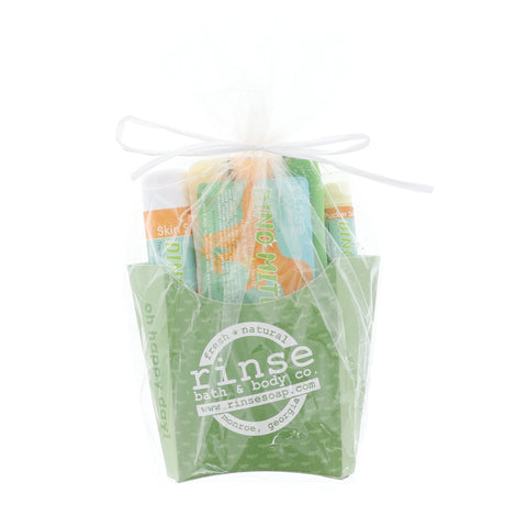 Dino-Mite natural bath and body gift set from Rinse - ready to gift - alternate angle
