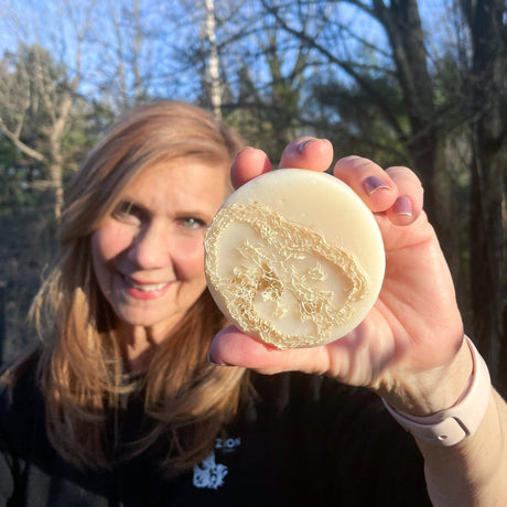 Handmade Euca Mint Loofah handmade natural bar soap - naturally derived - detail view
