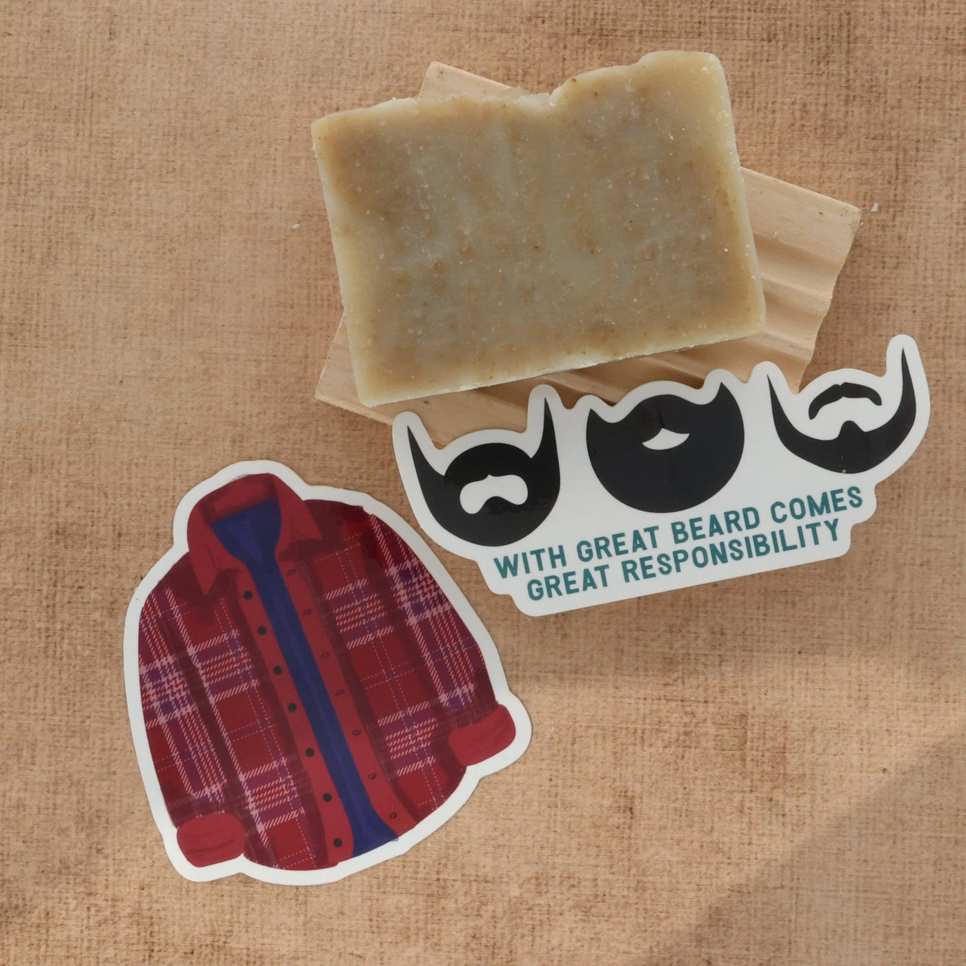 Handmade Flannel Shirt Sticker - naturally derived - alternate angle