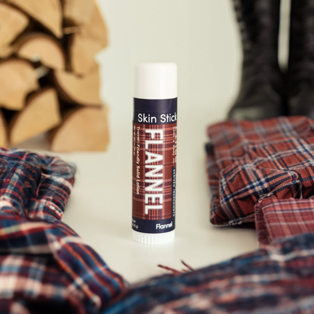 solid lotion stick in Flannel by Rinse Bath & Body - lifestyle shot