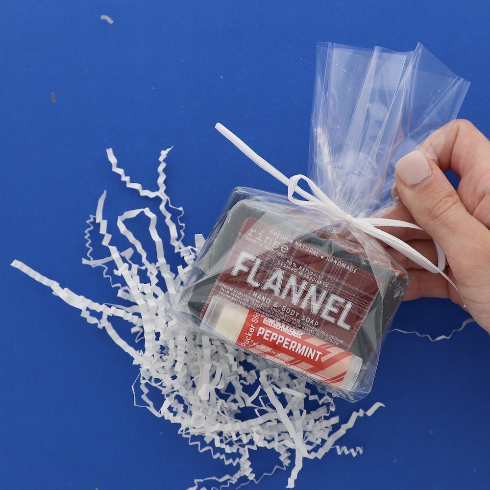 Flannel natural bath and body gift set from Rinse - ready to gift - alternate angle