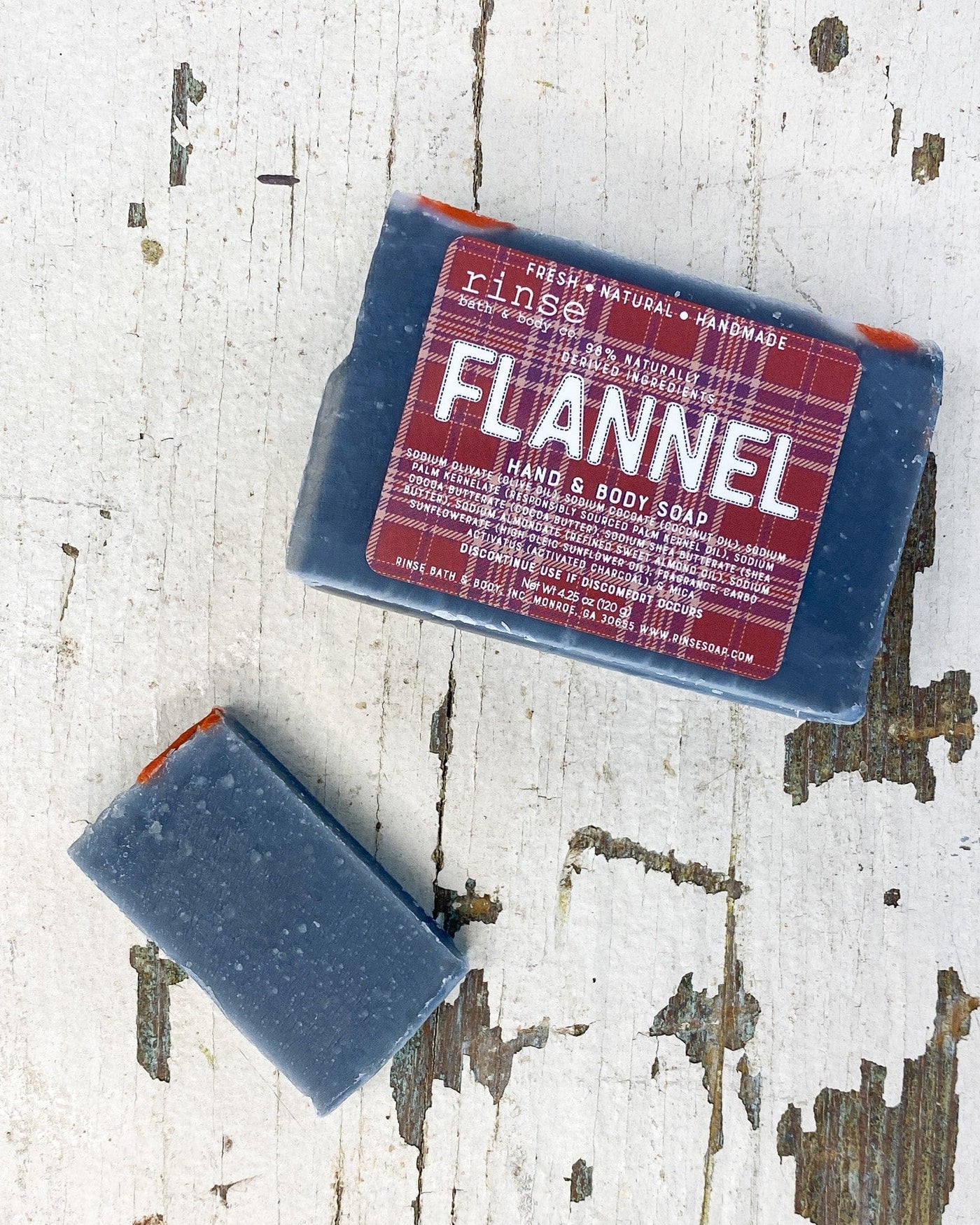 Rinse Flannel natural bath & body product - handmade with care - detail view