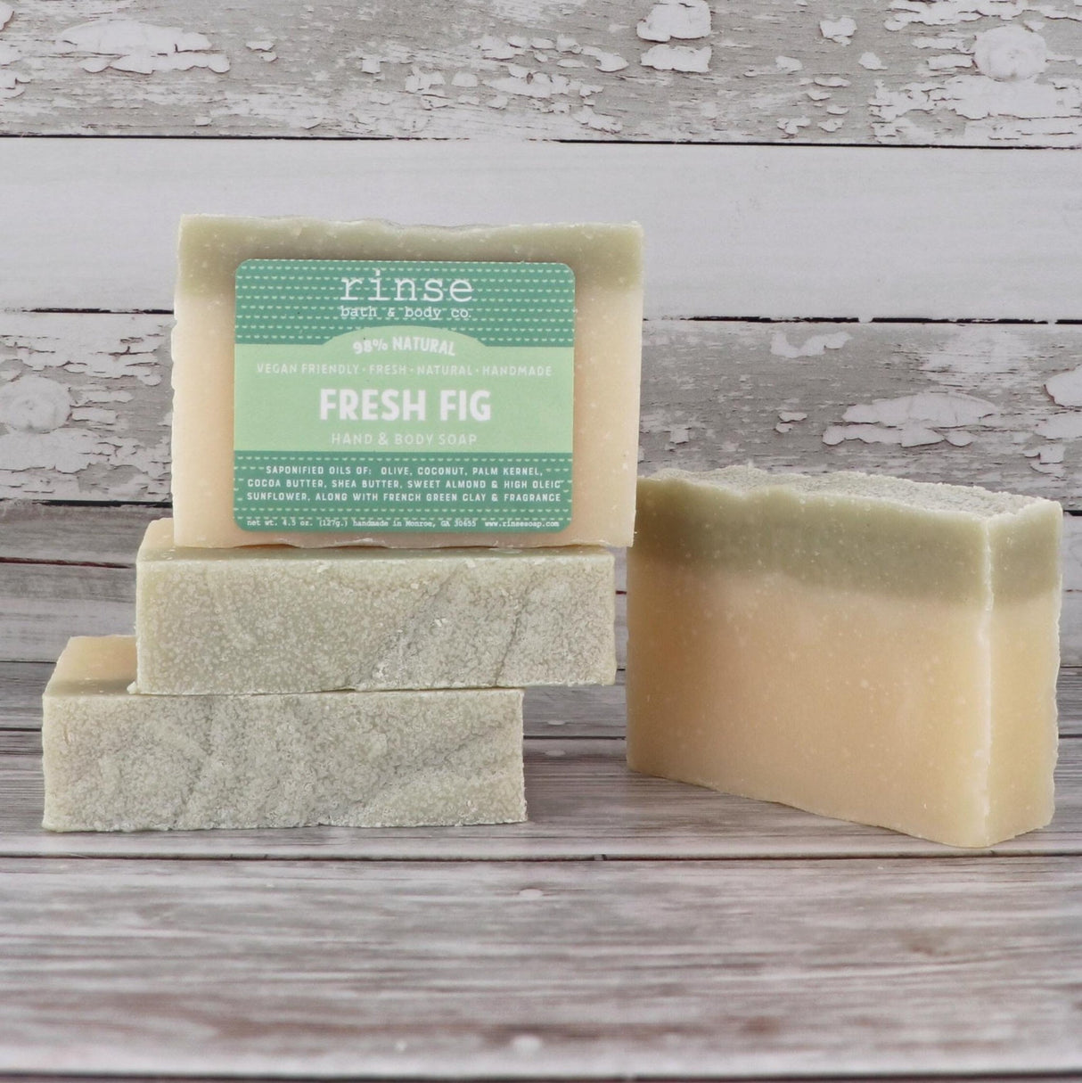 Fresh Fig handmade natural bar soap from Rinse - paraben-free since 2003 - detail view