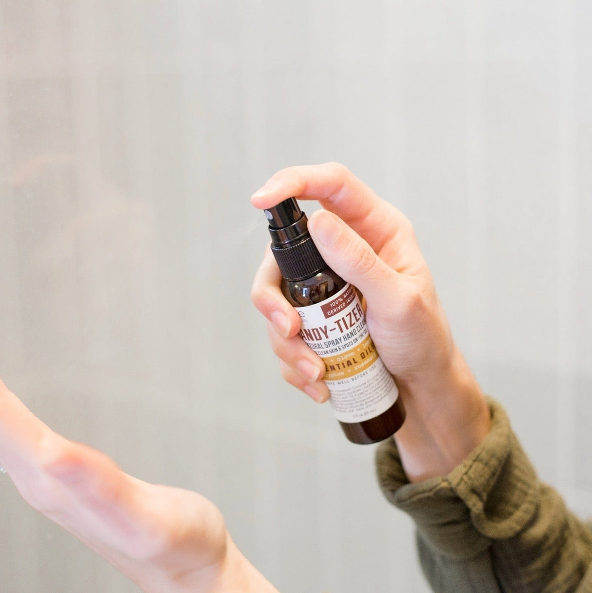 Thievery Handy Tizer natural hand sanitizer from Rinse - moisturizing formula - detail view