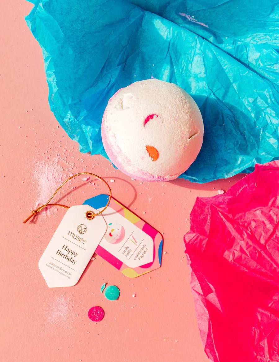 Happy Birthday Pink bath bomb from Rinse - handmade bath fizzy - alternate angle