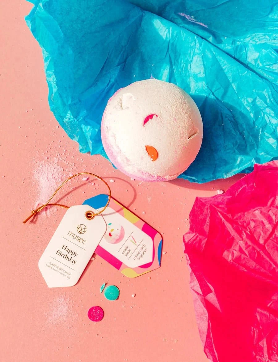Happy Birthday Pink bath bomb from Rinse - handmade bath fizzy - alternate angle
