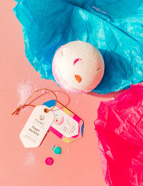 Happy Birthday Pink bath bomb from Rinse - handmade bath fizzy - alternate angle