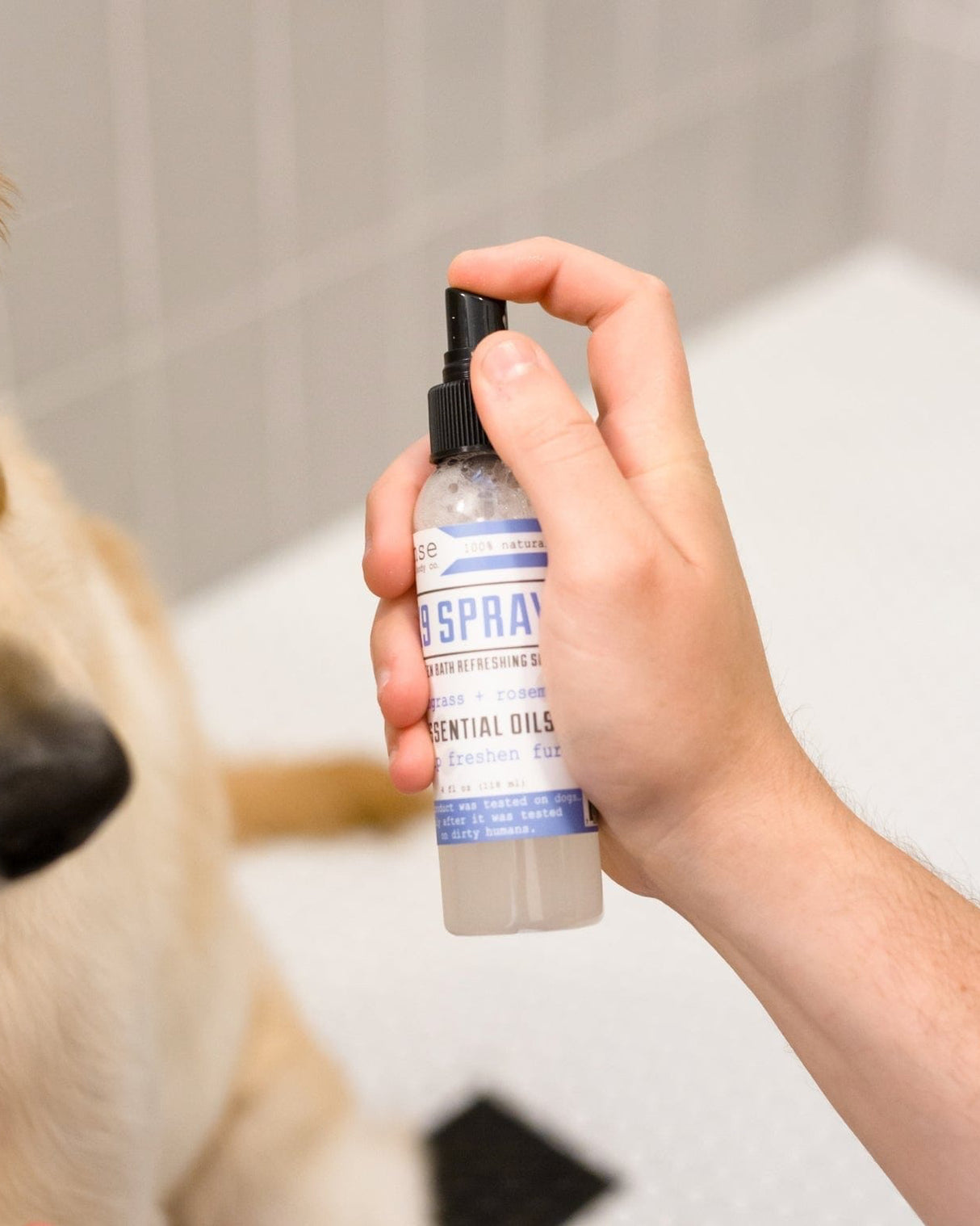 Rinse Refreshing Spray natural pet grooming product - gentle on pet skin - alternate angle