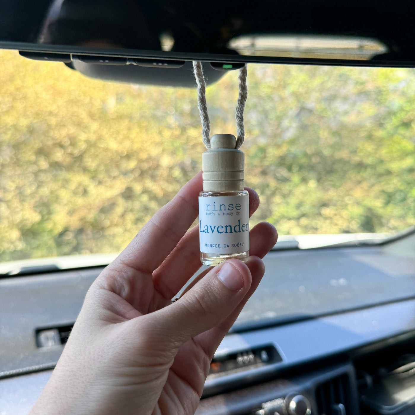 natural car air freshener in Lavender by Rinse Bath & Body - alternate angle