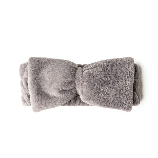 Lemon Lavender Take a Bow Ultra Plush Spa Headband - Grey - Hair Accessories