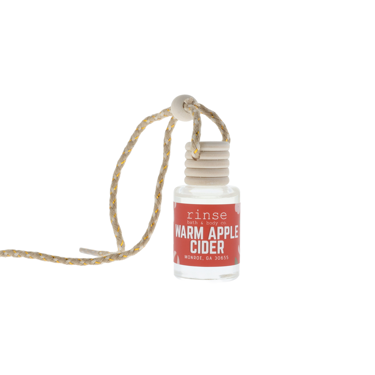 Warm Apple Cider Car Diffuser on white — natural handmade, Rinse Bath & Body Co.