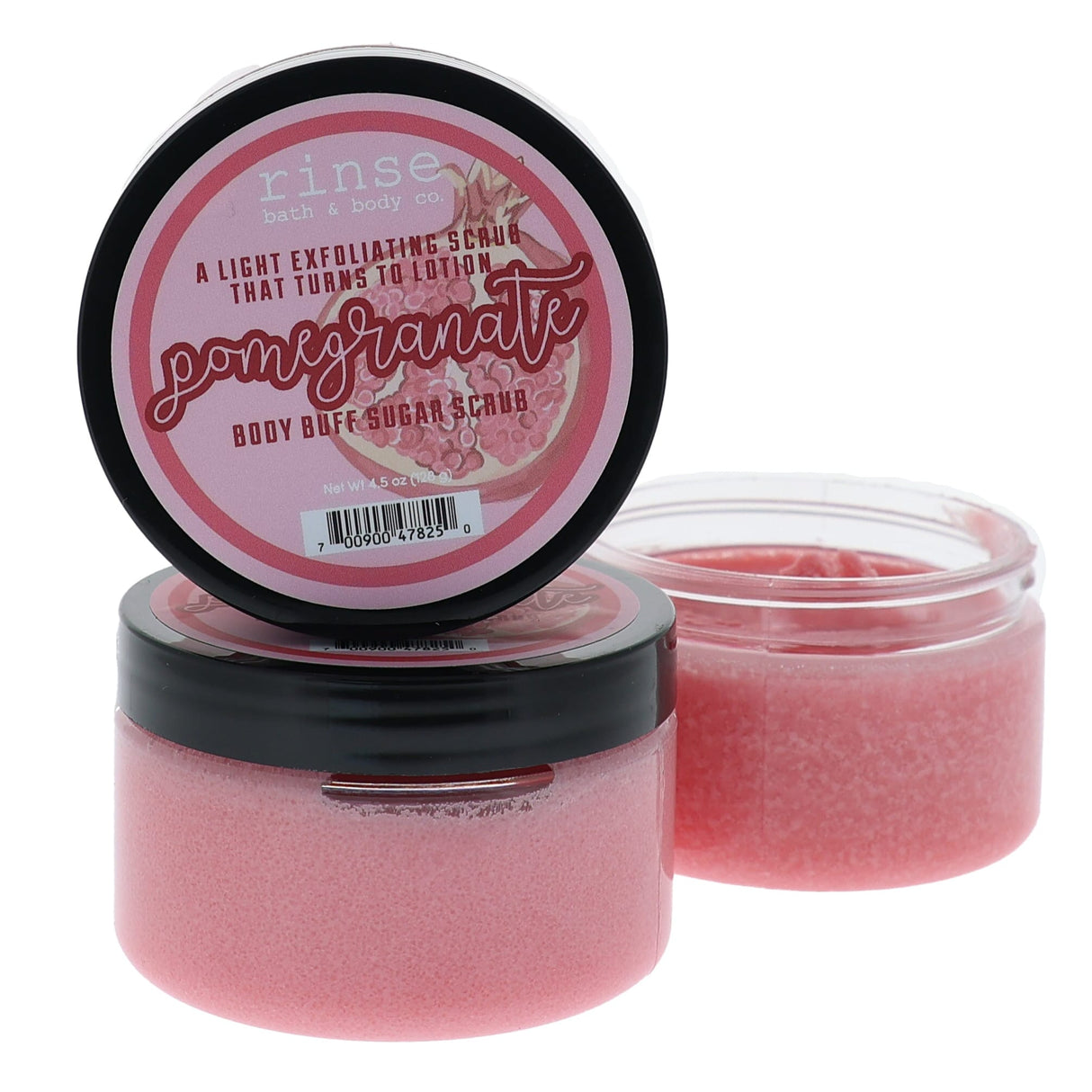 Pomegranate natural sugar scrub from Rinse - handmade with essential oils