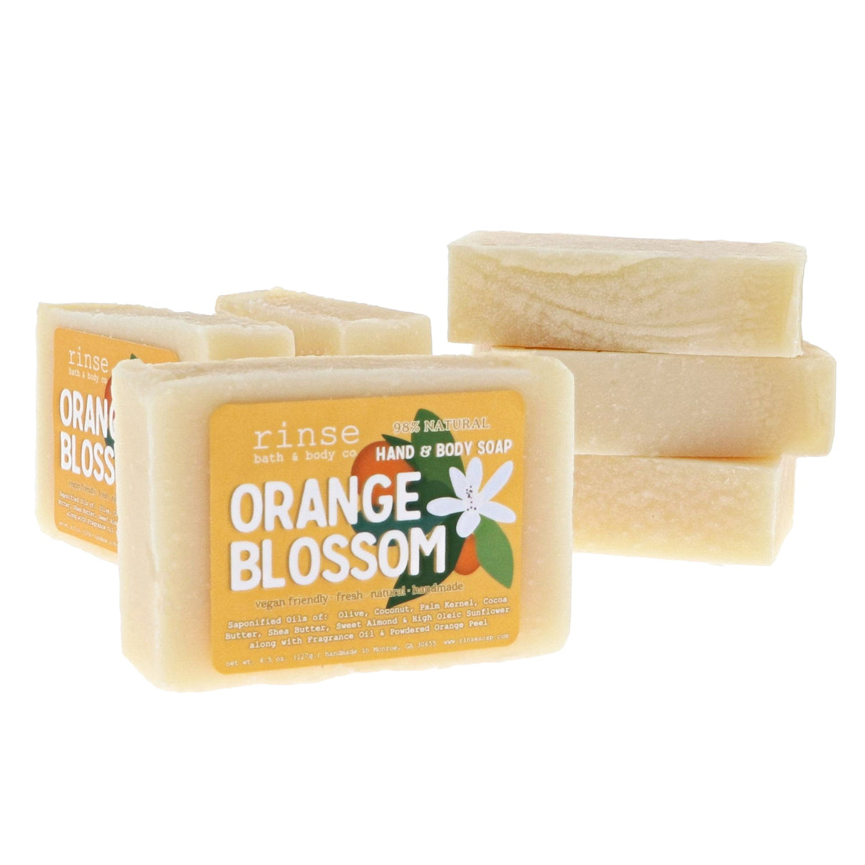 Rinse Orange Blossom handmade natural bar soap - moisturizing and gentle