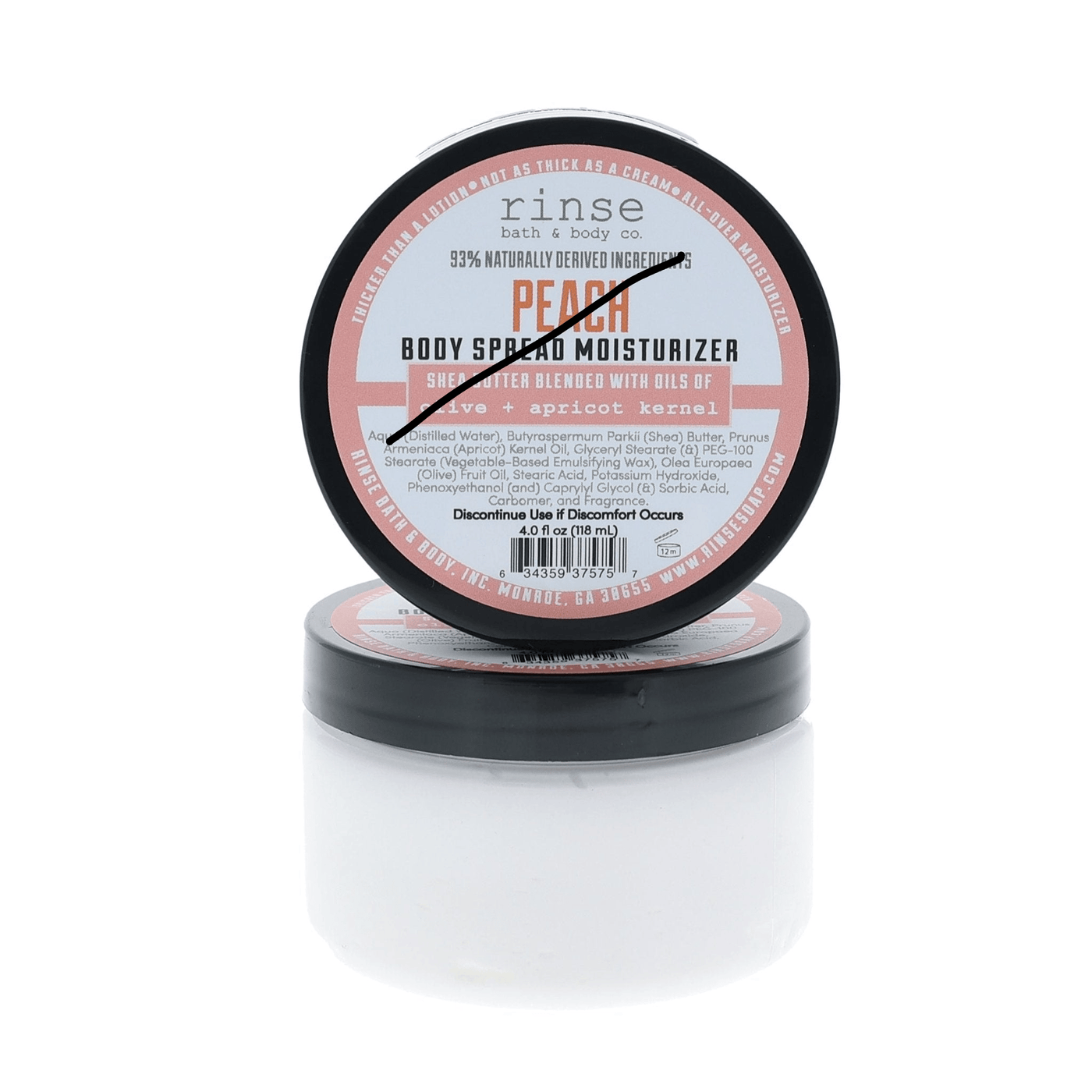 Peach natural body lotion from Rinse - shea butter enriched
