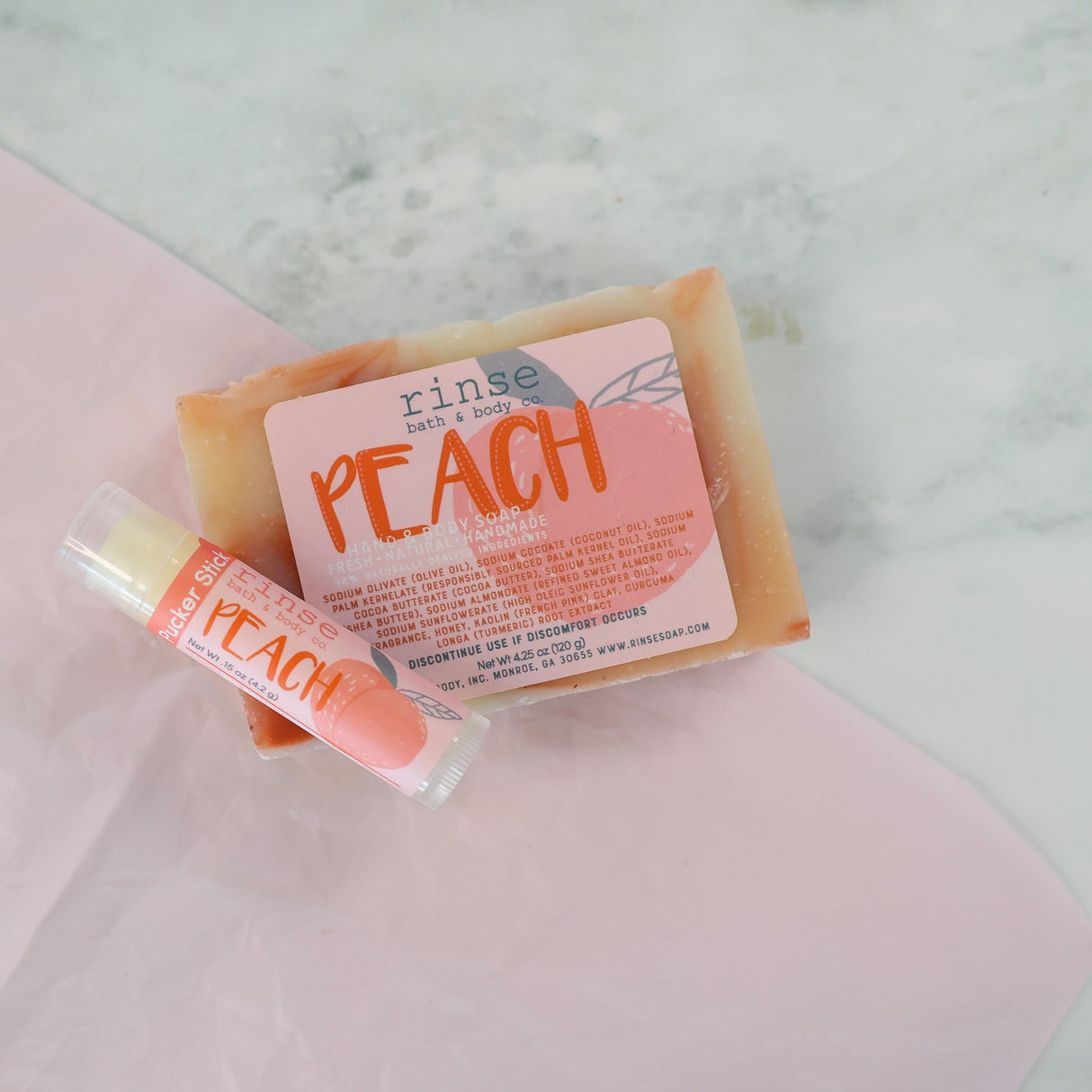 Natural natural bath and body gift set | Peach | Rinse Bath & Body Co. - alternate angle