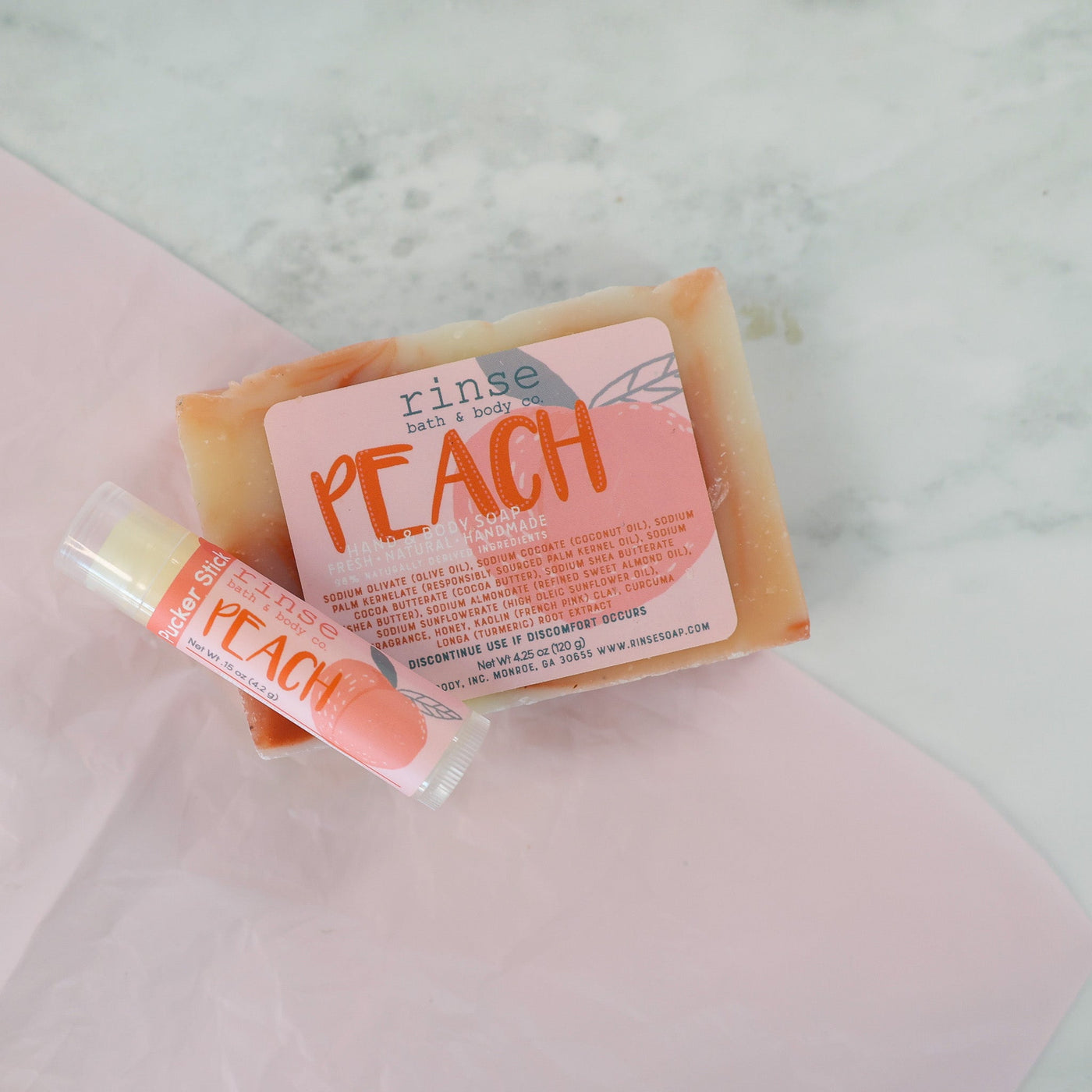 Natural natural bath and body gift set | Peach | Rinse Bath & Body Co. - alternate angle