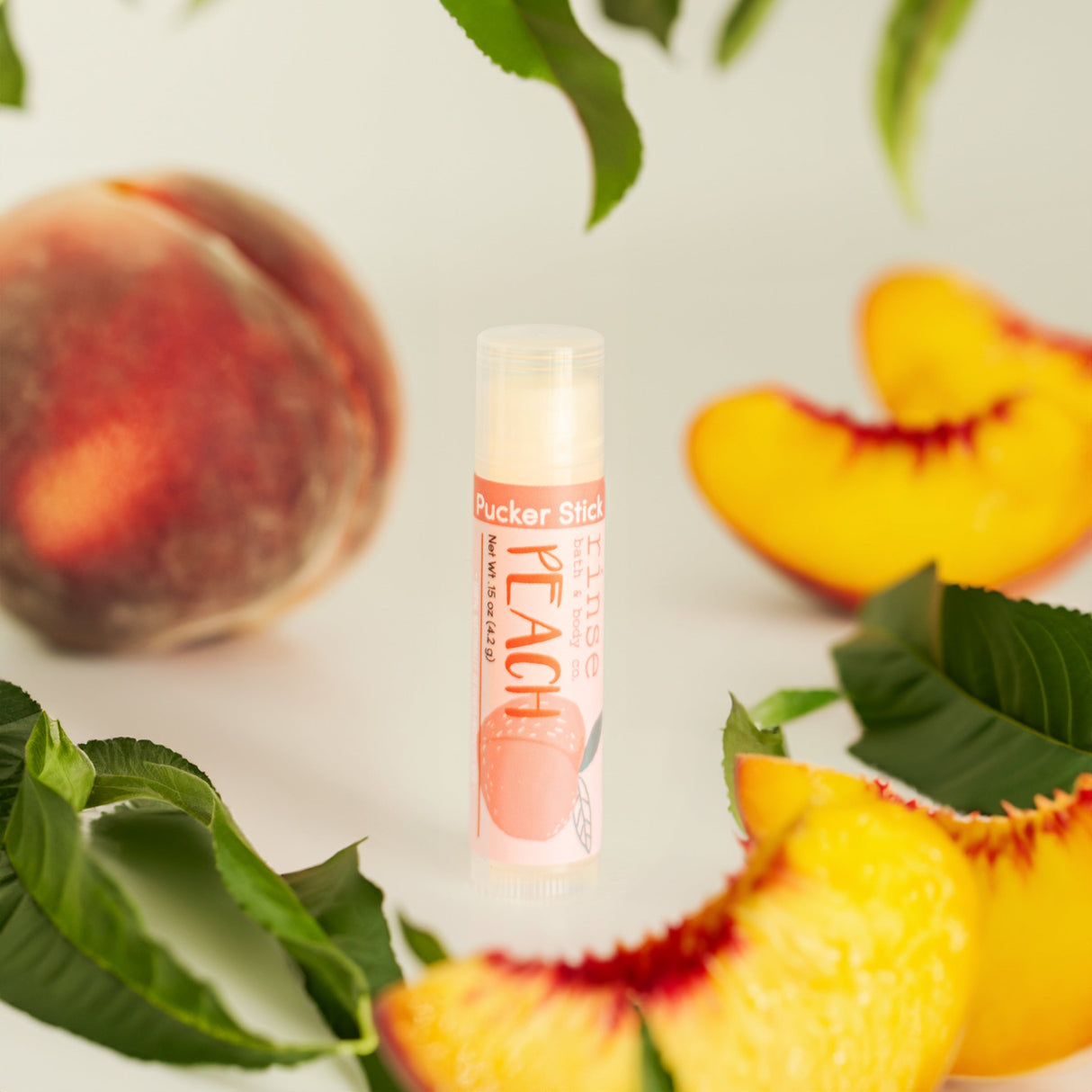 Rinse Peach natural lip balm - long-lasting moisture - alternate angle