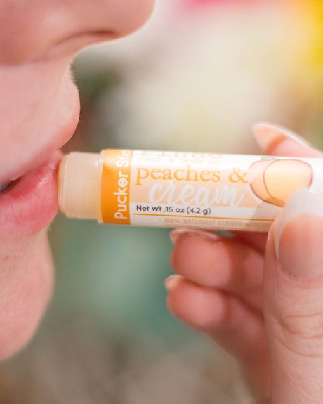 Peaches & Cream Lip Balm — 4:5 product frame, Rinse Bath & Body Co.