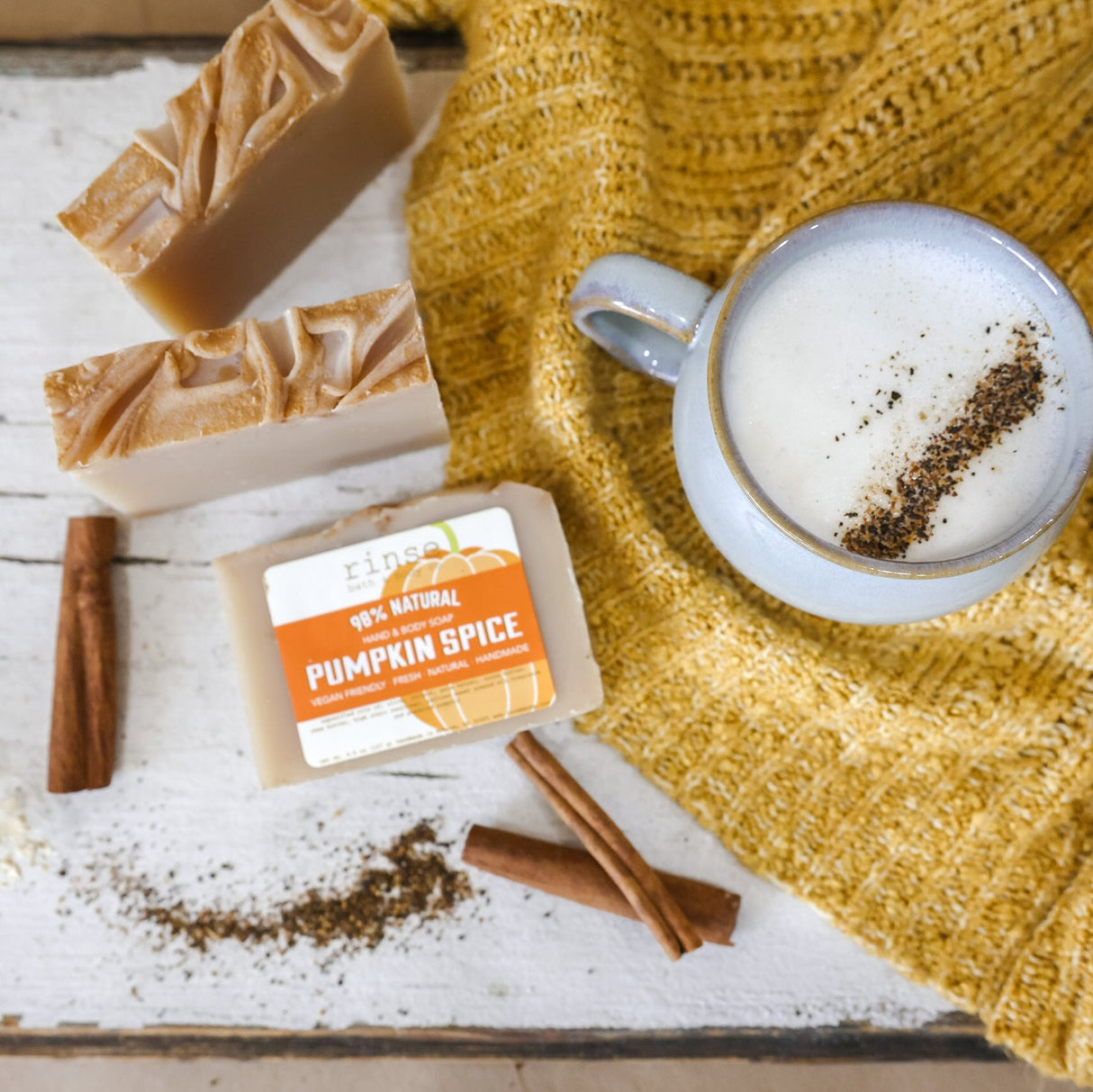 Pumpkin Spice handmade natural bar soap from Rinse - paraben-free since 2003 - alternate angle