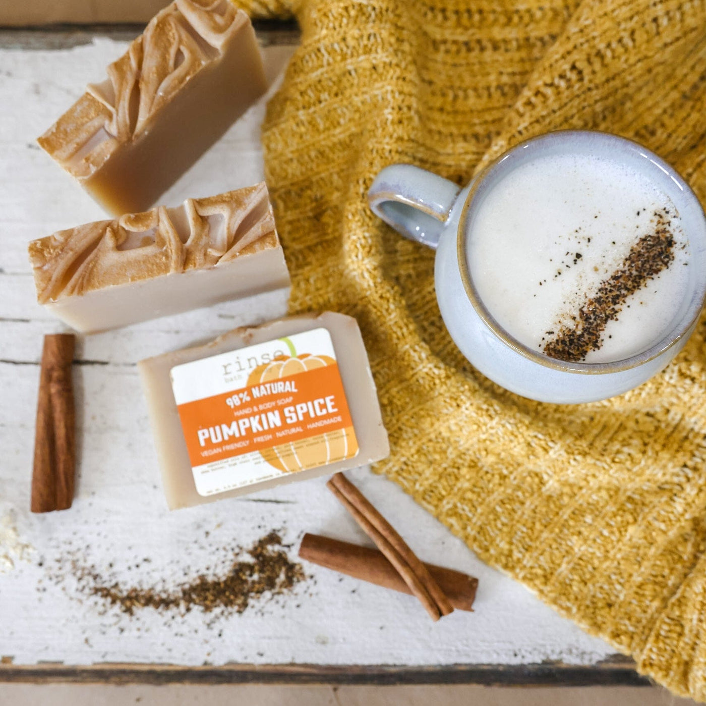 Pumpkin Spice handmade natural bar soap from Rinse - paraben-free since 2003 - alternate angle