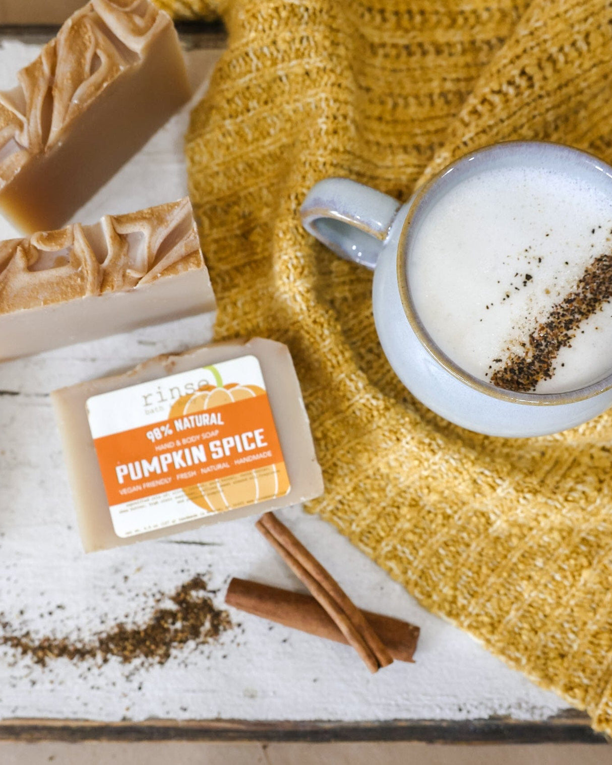 Pumpkin Spice handmade natural bar soap from Rinse - paraben-free since 2003 - alternate angle