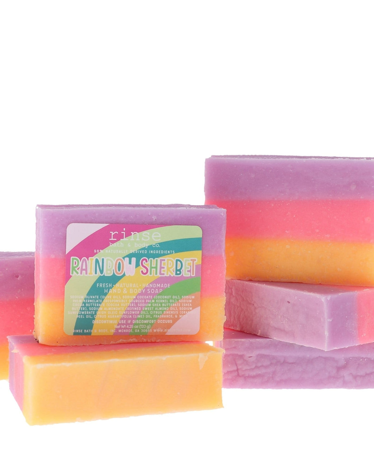 handmade natural bar soap in Rainbow Sherbet by Rinse Bath & Body