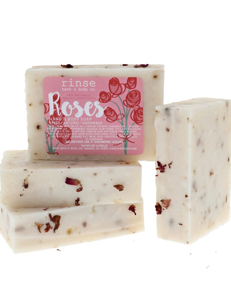 Roses handmade natural bar soap from Rinse - paraben-free since 2003
