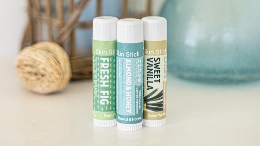 3 skin sticks in a living room