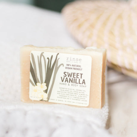 handmade natural bar soap in Sweet Vanilla by Rinse Bath & Body - detail view
