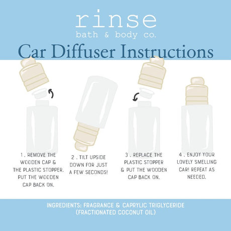Tobacco Vanilla natural car air freshener from Rinse - essential oil diffuser - detail view