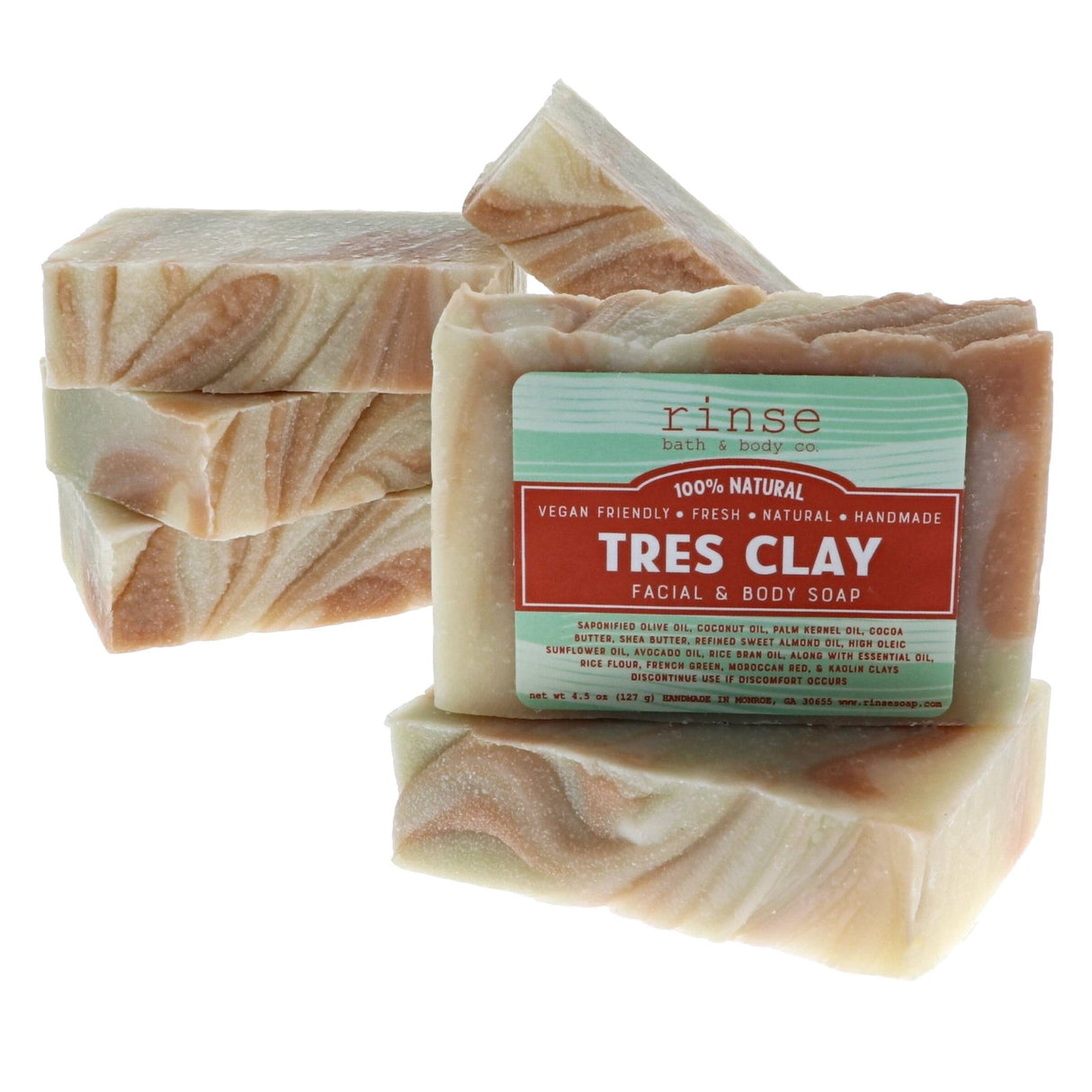 Tres Clay handmade natural bar soap from Rinse - paraben-free since 2003