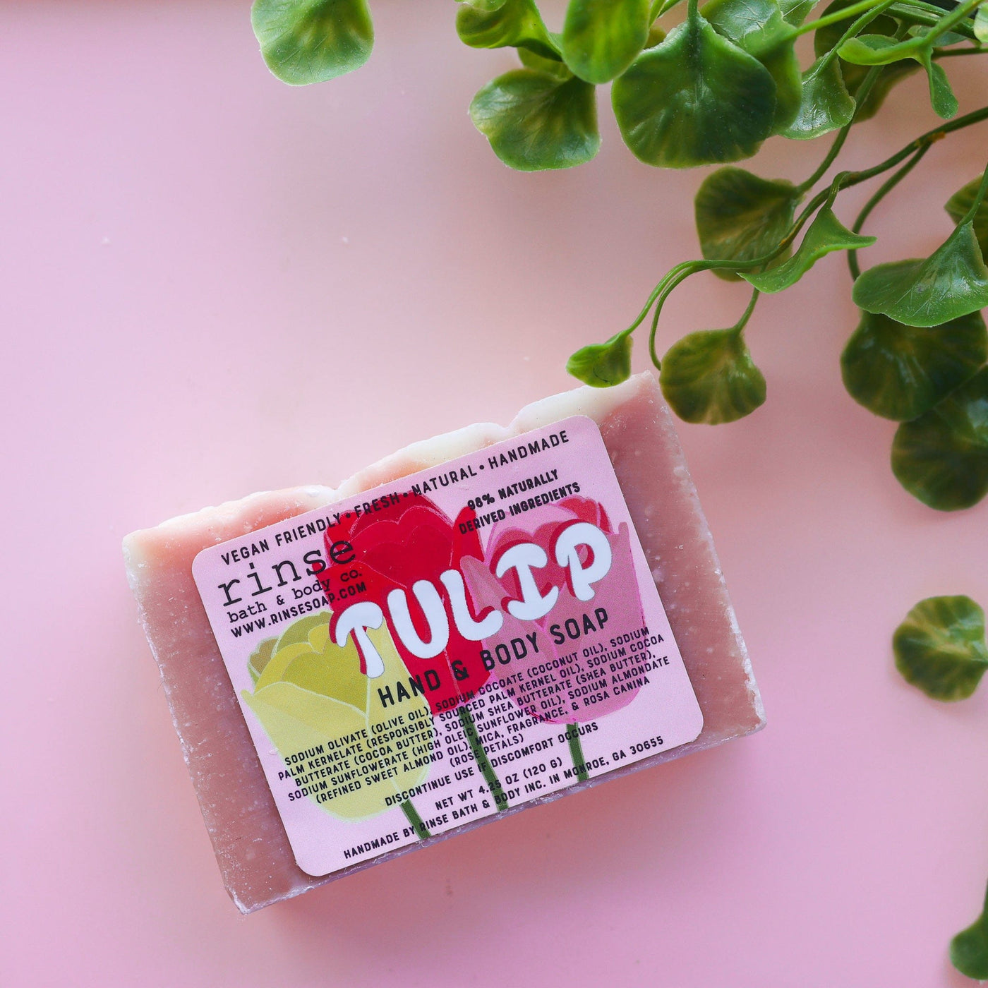 Tulip handmade natural bar soap from Rinse - paraben-free since 2003 - alternate angle