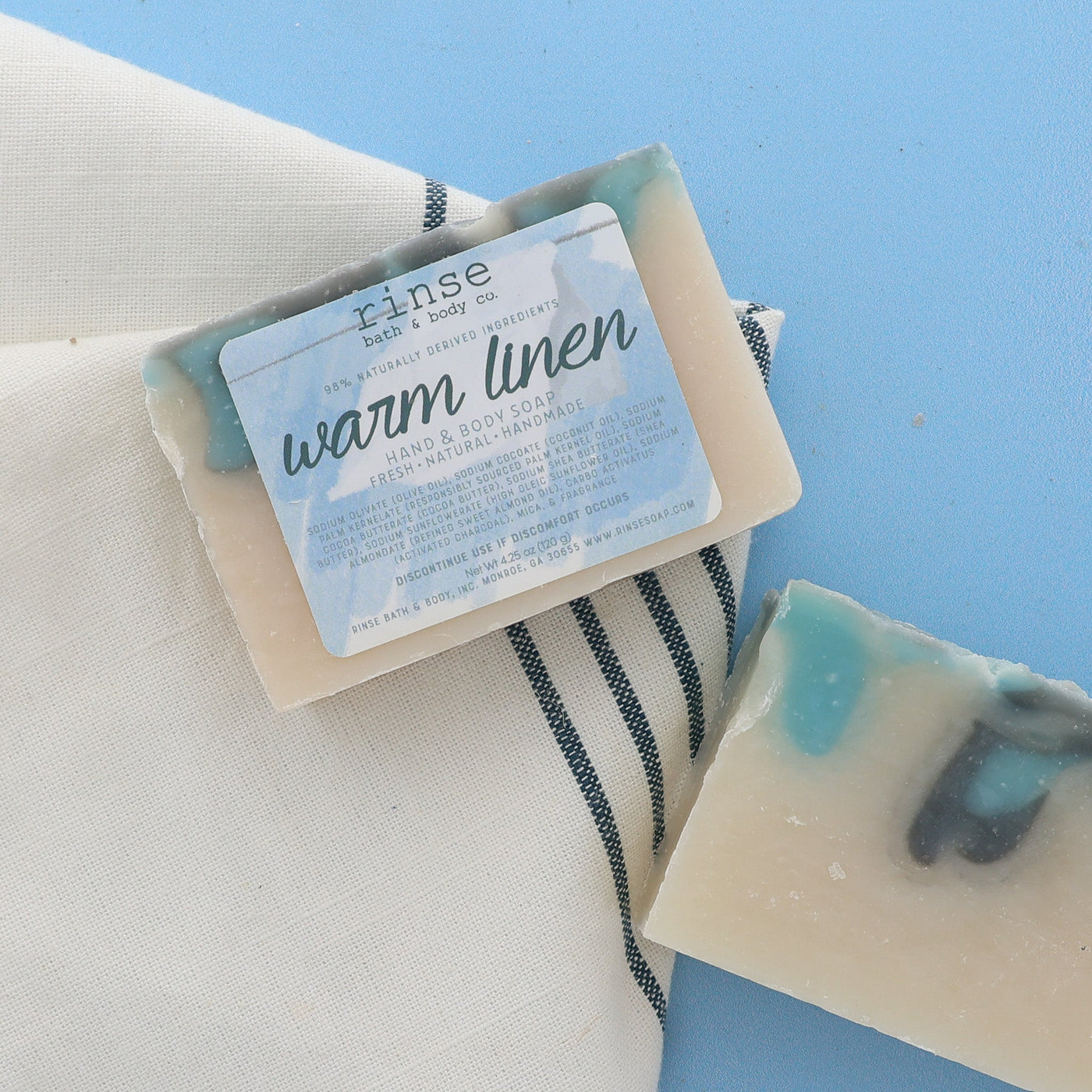handmade natural bar soap in Warm Linen by Rinse Bath & Body - alternate angle