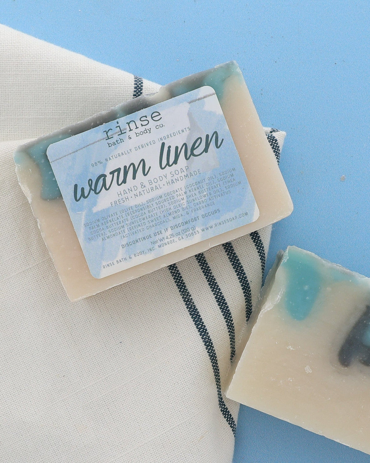 handmade natural bar soap in Warm Linen by Rinse Bath & Body - alternate angle