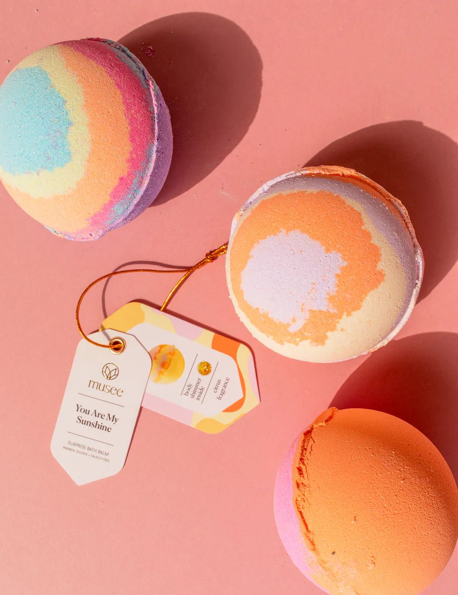 Handmade You Are My Sunshine bath bomb - naturally derived - alternate angle