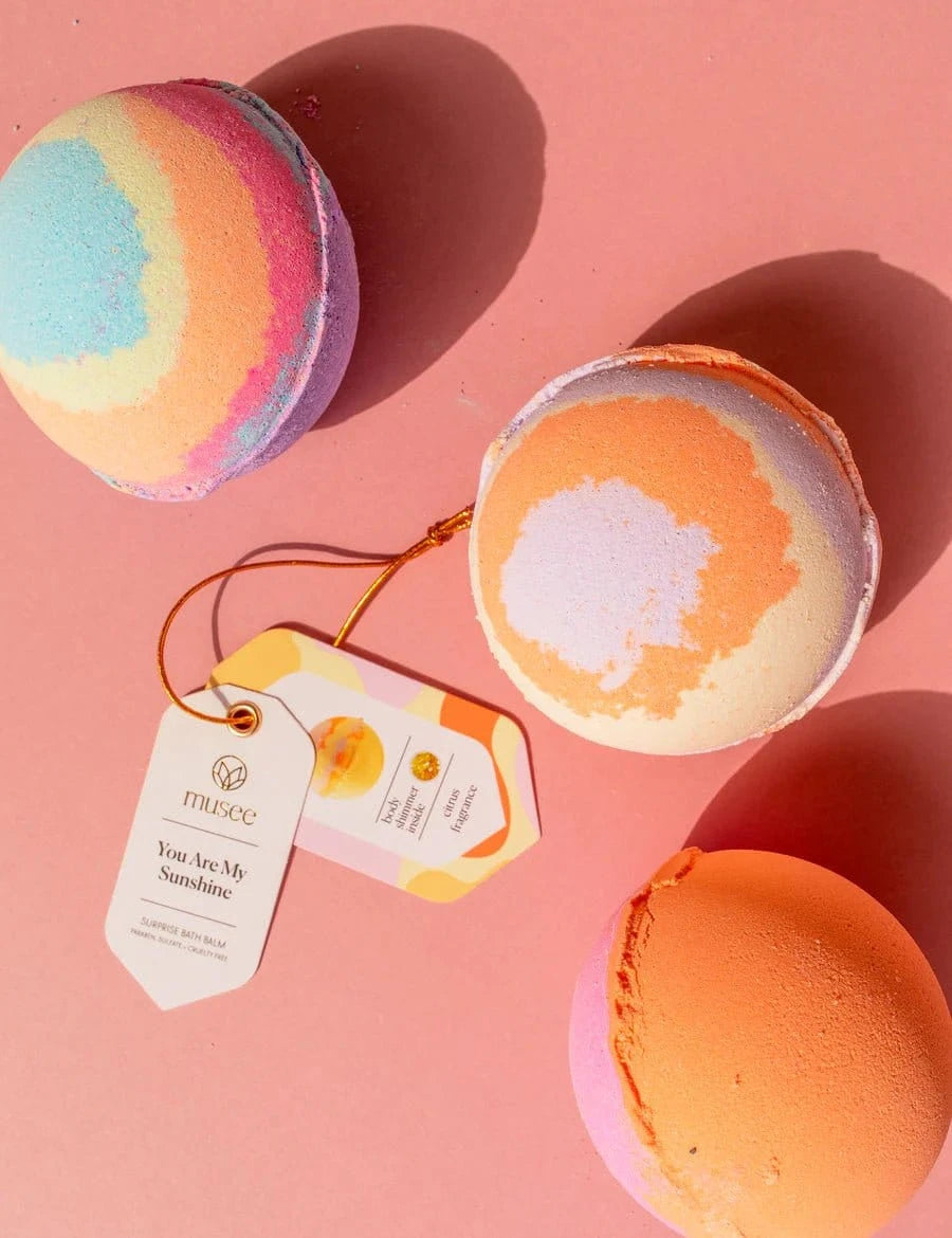 Handmade You Are My Sunshine bath bomb - naturally derived - alternate angle