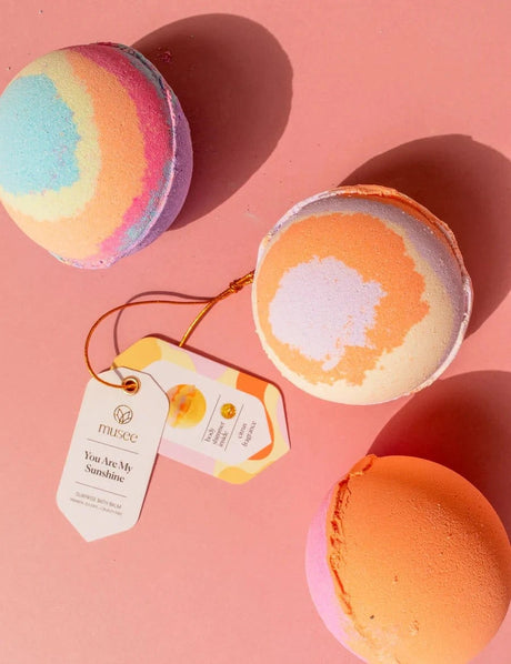 Handmade You Are My Sunshine bath bomb - naturally derived - alternate angle