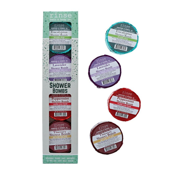 4 Pack Shower Bomb Box - Assorted - Rinse Bath & Body