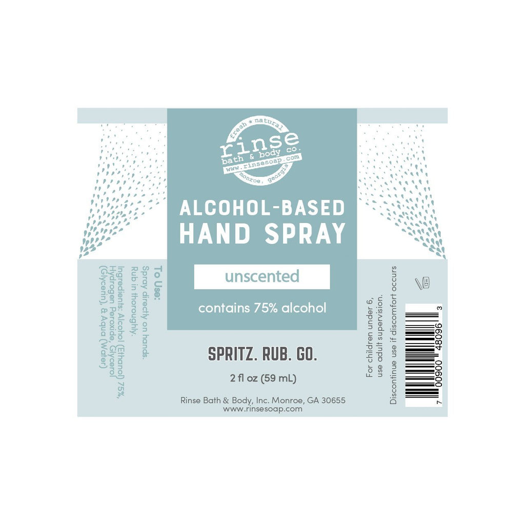 Alcohol-Based Hand Spray - Unscented - Rinse Bath & Body