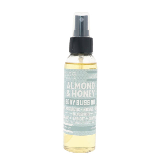 Almond & Honey Body Bliss Oil on white — natural handmade, Rinse Bath & Body Co.