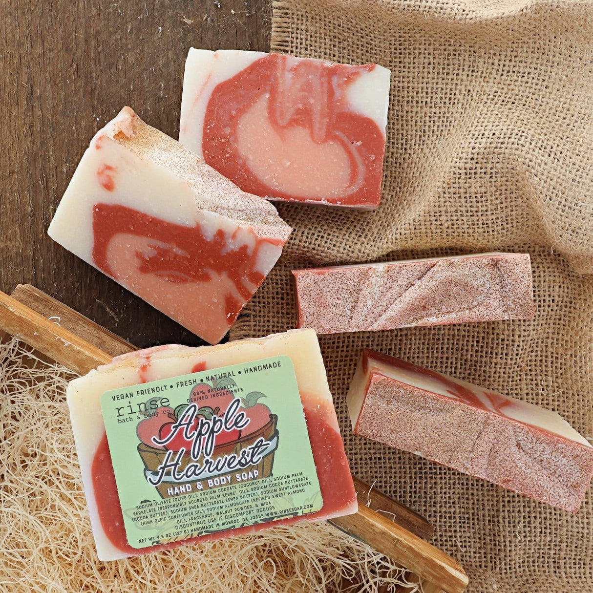 handmade natural bar soap in Apple Harvest by Rinse Bath & Body - alternate angle