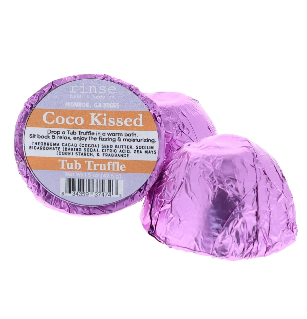 Coco Kissed bath bomb from Rinse - cocoa butter infused