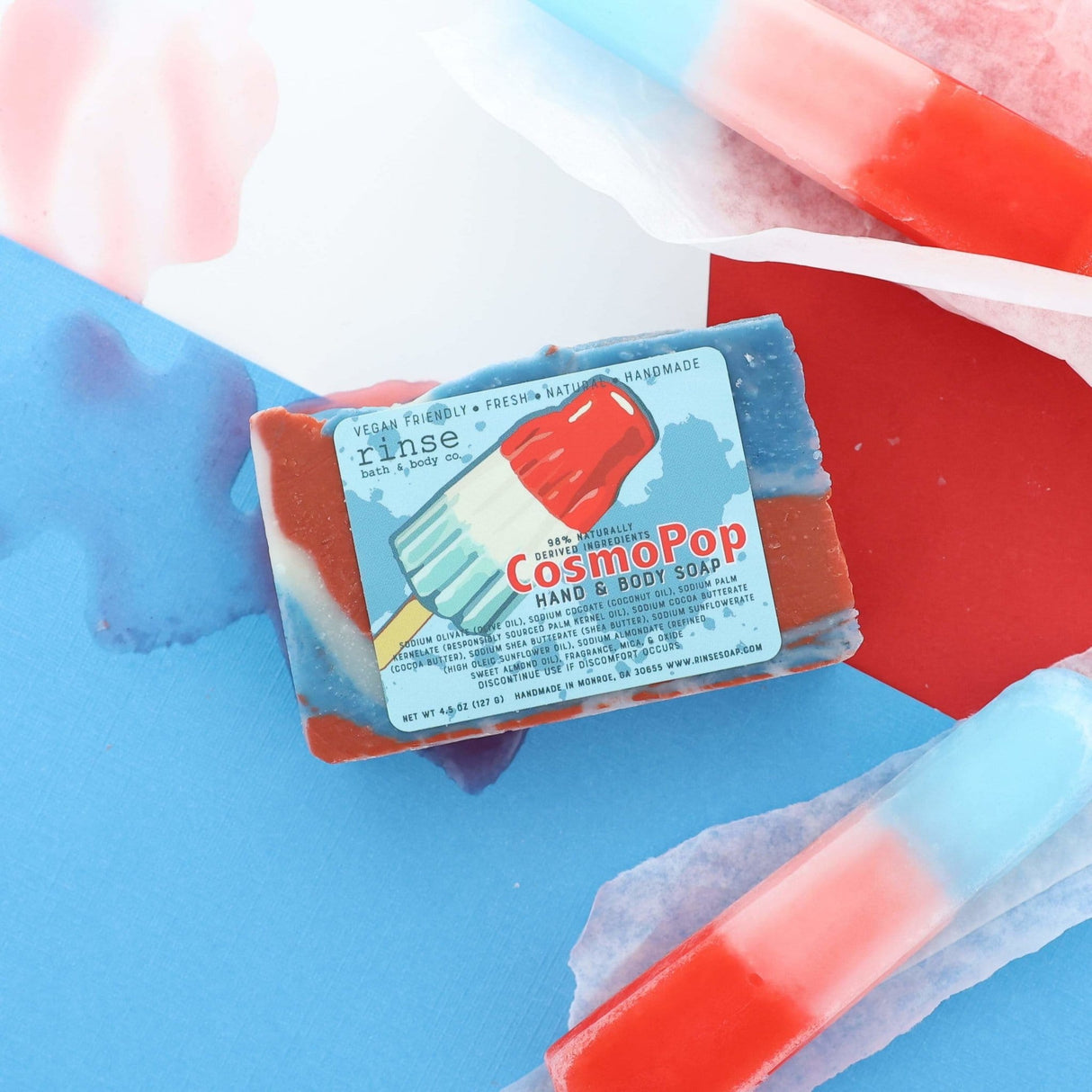 Natural handmade natural bar soap | Cosmopop | Rinse Bath & Body Co. - alternate angle