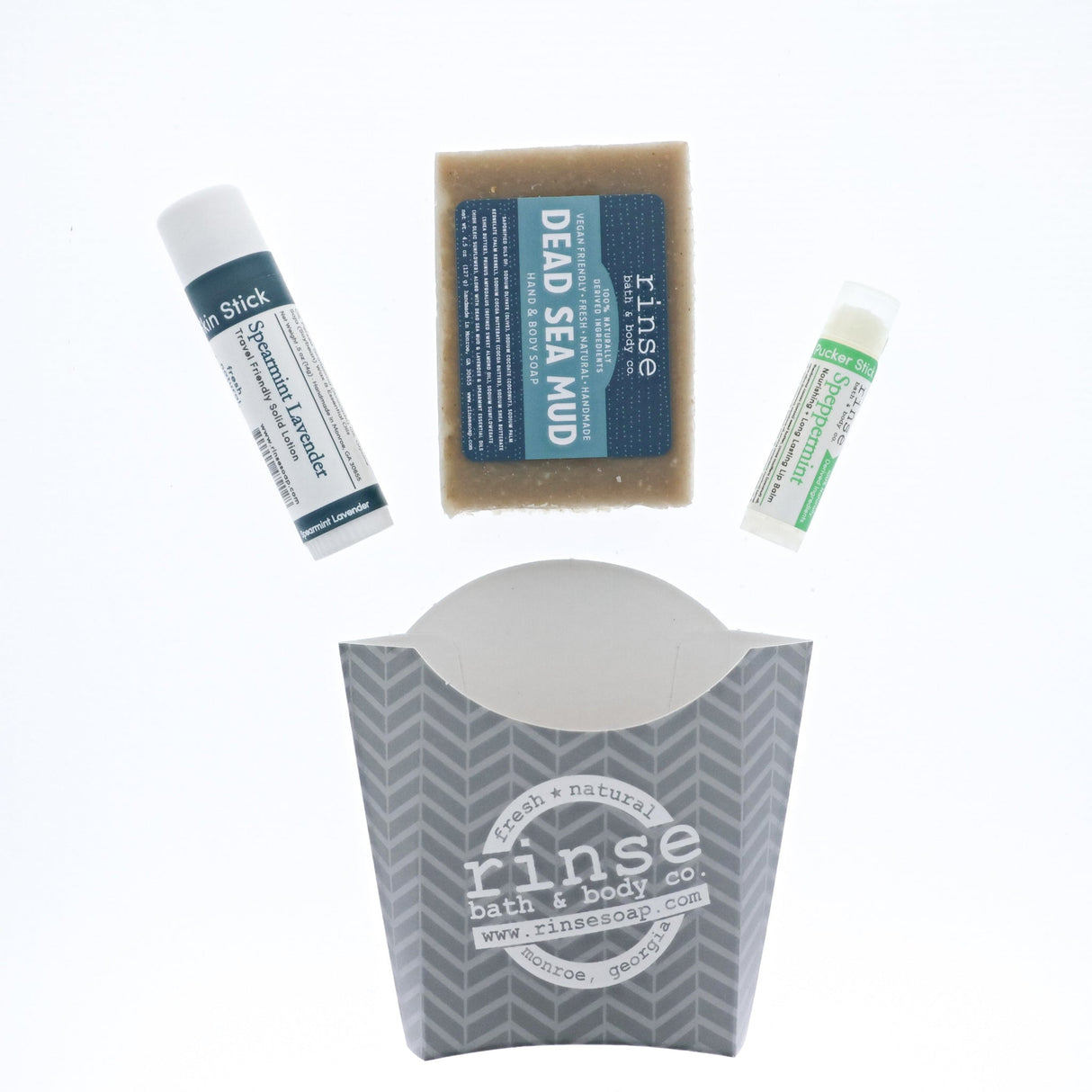 Handmade Dead Sea Mud natural bath and body gift set - naturally derived - detail view